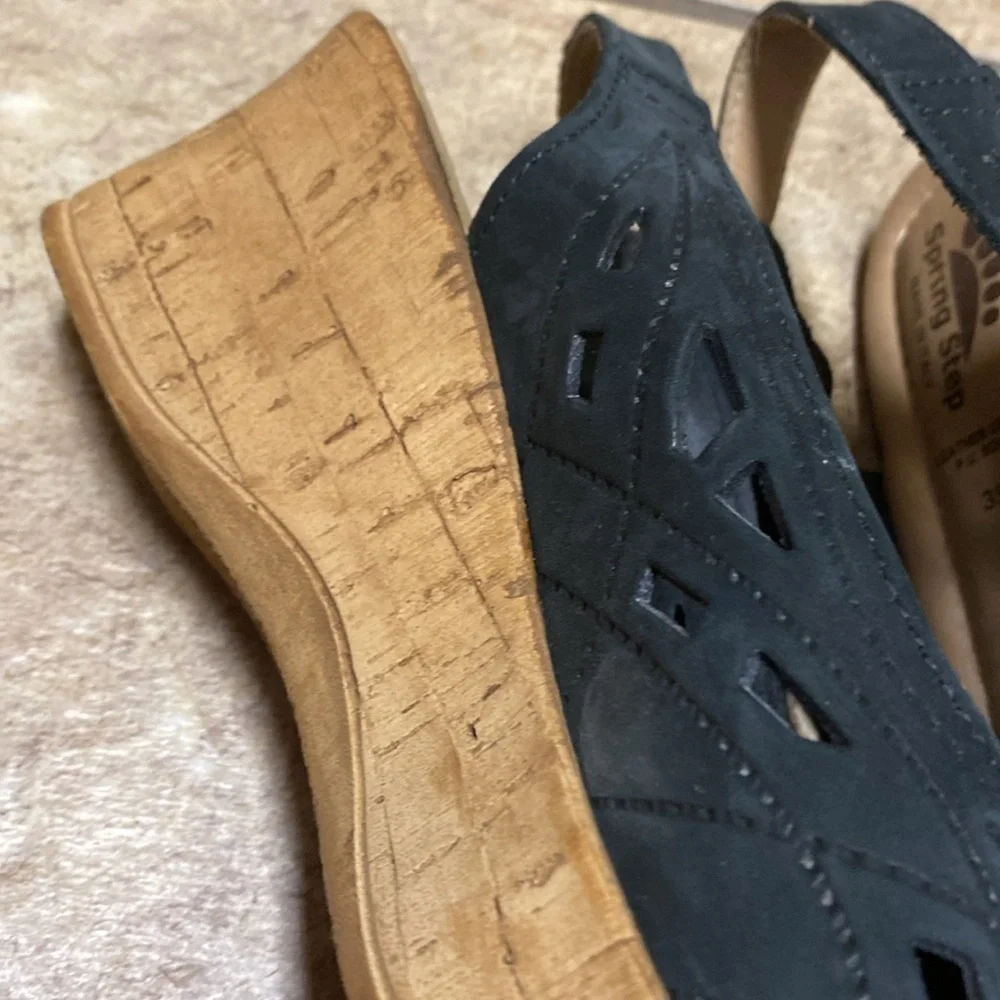 Spring Step Italian Size 4.5 Leather Sandals/Wedges Summer Fall